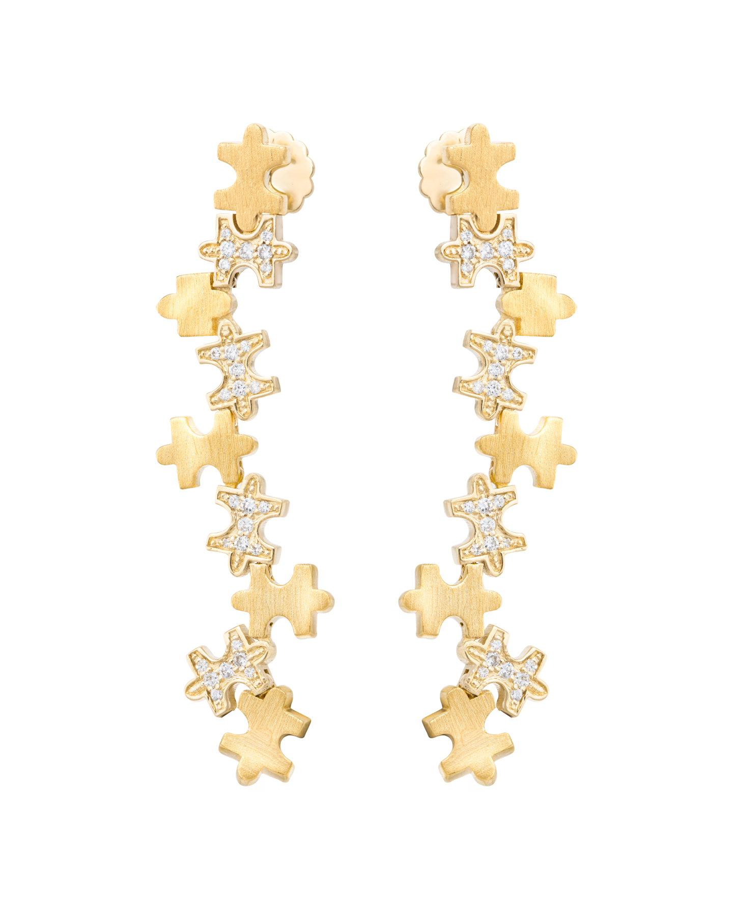 Multi-Pavé Long Earrings